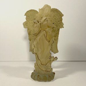 Frosted Plastic Angel Trimmed In Gold Holding Dove